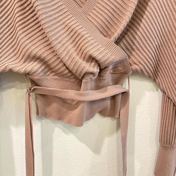 Crossover Tie Open Back Sweater by Love Tree – Light Brown (Size Small) - Picture 4 of 8